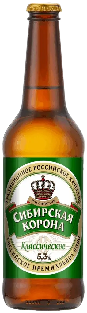Пиво светлое пастеризованное "Сибирская Корона классическое" 5.3% 0.45л